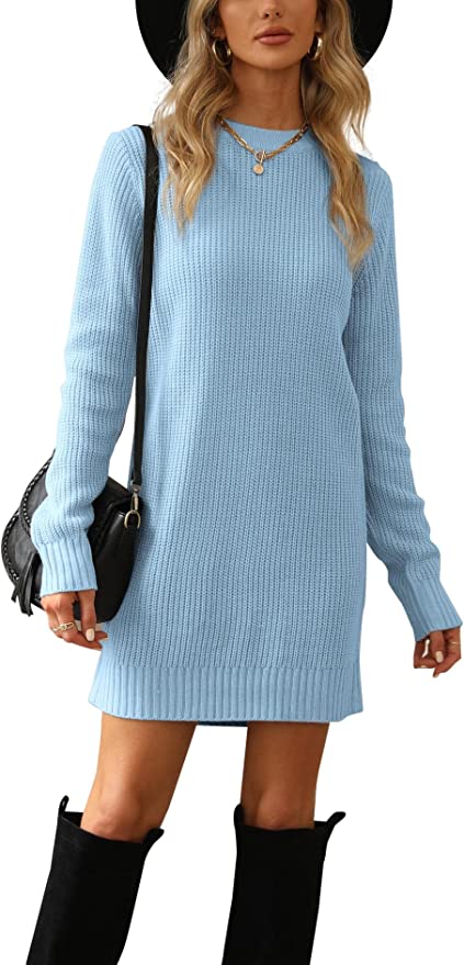 Women's knitted jumper dress knit mini length winter spring fashion knitwear tops