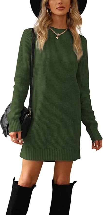 Women's knitted jumper dress knit mini length winter spring fashion knitwear tops