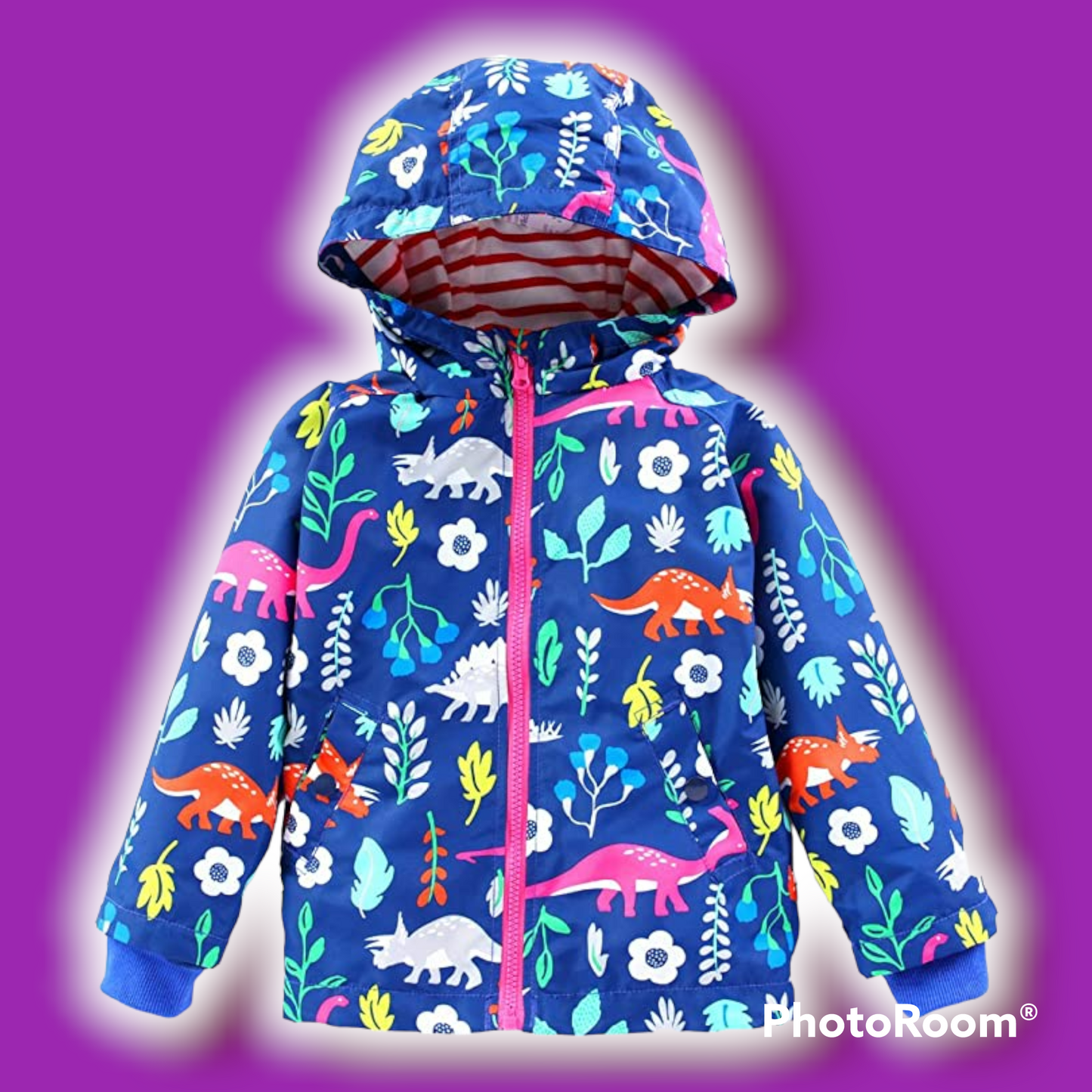 Toddler Boys or Girls Waterproof Raincoat Hooded Jacket Dinosaur Coat & Pants Suit
